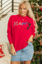 Textured Script Graphic Crew Neck Knit Sweater