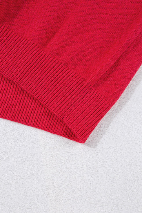 Textured Script Graphic Crew Neck Knit Sweater