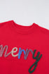 Textured Script Graphic Crew Neck Knit Sweater