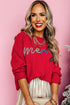 Textured Script Graphic Crew Neck Knit Sweater