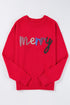 Textured Script Graphic Crew Neck Knit Sweater
