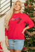 Textured Script Graphic Crew Neck Knit Sweater