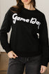 Textured Script Graphic Crew Neck Pullover Sweatshirt