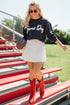 Textured Script Graphic Crew Neck Pullover Sweatshirt