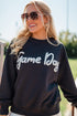 Textured Script Graphic Crew Neck Pullover Sweatshirt