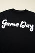 Textured Script Graphic Crew Neck Pullover Sweatshirt