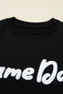 Textured Script Graphic Crew Neck Pullover Sweatshirt