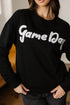 Textured Script Graphic Crew Neck Pullover Sweatshirt