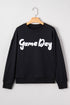 Textured Script Graphic Crew Neck Pullover Sweatshirt