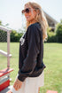Textured Script Graphic Crew Neck Pullover Sweatshirt