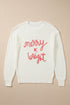 Textured Script Graphic Ribbed Knit Pullover Sweater