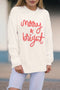 Textured Script Graphic Ribbed Knit Pullover Sweater
