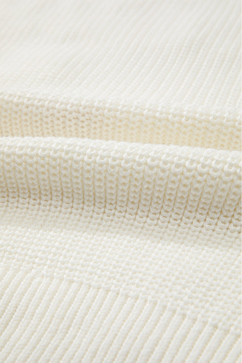 Textured Script Graphic Ribbed Knit Pullover Sweater