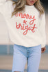 Textured Script Graphic Ribbed Knit Pullover Sweater