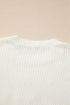 Textured Script Graphic Ribbed Knit Pullover Sweater