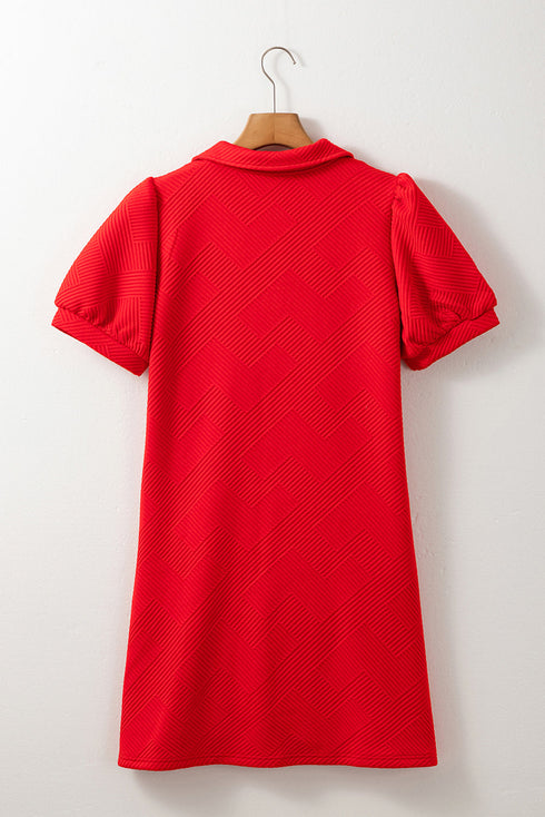 Textured Sequin American Flag Polo Collar Graphic Dress