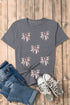 Textured Sequin Bow Graphic Short Sleeve Tee
