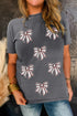 Textured Sequin Bow Graphic Short Sleeve Tee
