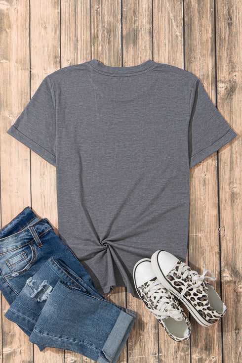 Textured Sequin Bow Graphic Short Sleeve Tee