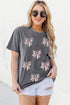 Textured Sequin Bow Graphic Short Sleeve Tee