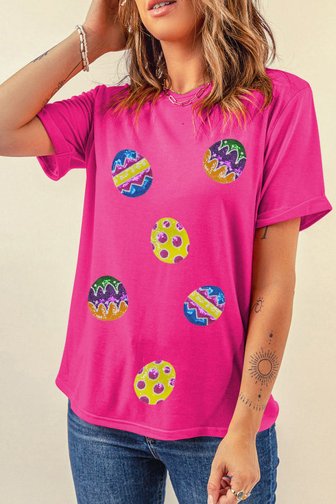 Textured Sequin Egg Patch Short Sleeve Tee