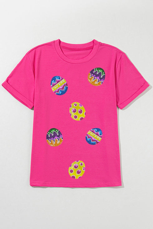 Textured Sequin Egg Patch Short Sleeve Tee