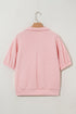 Textured Sequin Ghost Patch Contrast Trim Short Sleeve Tee