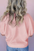 Textured Sequin Ghost Patch Contrast Trim Short Sleeve Tee