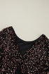 Textured Sequin Long Sleeve Round Neck Cutout Back Top