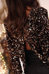 Textured Sequin Long Sleeve Round Neck Cutout Back Top
