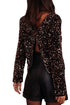 Textured Sequin Long Sleeve Round Neck Cutout Back Top