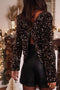 Textured Sequin Long Sleeve Round Neck Cutout Back Top