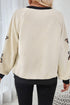 Textured Sequin Turkey Graphic Long Sleeve Holiday Sweatshirt