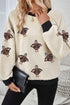 Textured Sequin Turkey Graphic Long Sleeve Holiday Sweatshirt