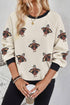 Textured Sequin Turkey Graphic Long Sleeve Holiday Sweatshirt