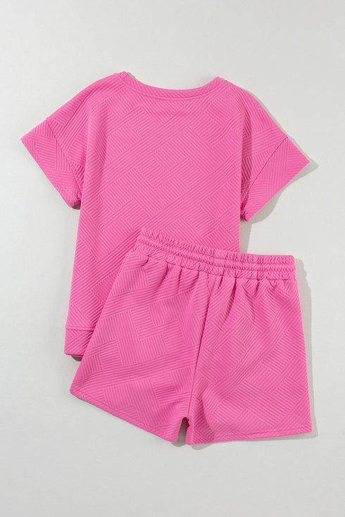 Textured Sequined American Star Print Short Graphic Sets