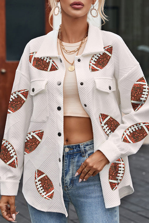 Textured Sequined Rugby Football Shirt Style Jacket