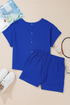 Textured Sequined USA Bowknot Button Back Graphic Short Set