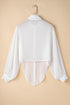Textured Sheer Long Sleeve Tie Front Button Down Shirt
