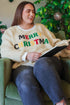 Textured Sherpa Fleece Graphic Letter Pullover Sweatshirt