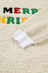 Textured Sherpa Fleece Graphic Letter Pullover Sweatshirt