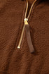 Textured Sherpa Fleece Half Zip Drawstring Waist Pullover