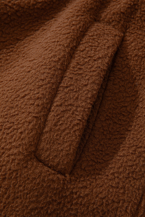 Textured Sherpa Fleece Half Zip Drawstring Waist Pullover