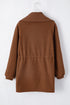 Textured Sherpa Fleece Half Zip Drawstring Waist Pullover