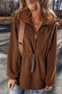 Textured Sherpa Fleece Half Zip Drawstring Waist Pullover