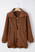 Textured Sherpa Fleece Half Zip Drawstring Waist Pullover