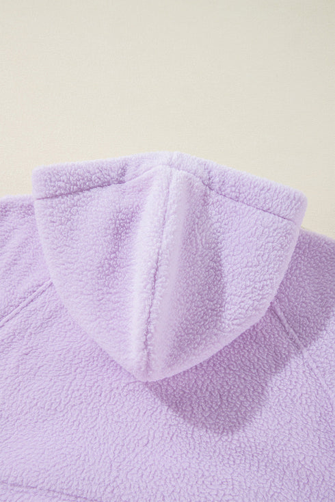 Textured Sherpa Half Zip Adjustable Pullover Hoodie