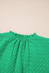 Textured Short Puff Sleeve Notched V Neck Blouse