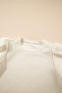 Textured Short Puff Sleeve Round Neck Pullover Top