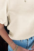 Textured Short Puff Sleeve Round Neck Pullover Top